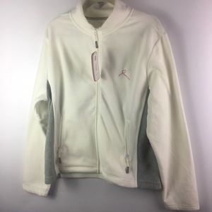 NWT Womens Lecare Breast Cancer White Grey Fleece